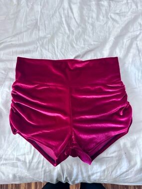 High-Waist Velvet Ruched Women's Shorts